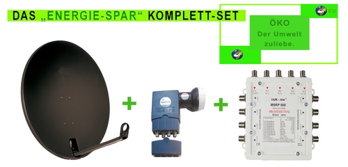 Energie-Spar komplett Set mit Multischalter MSRP 508 + Quattro LNB +Triax 78 Spiegel
