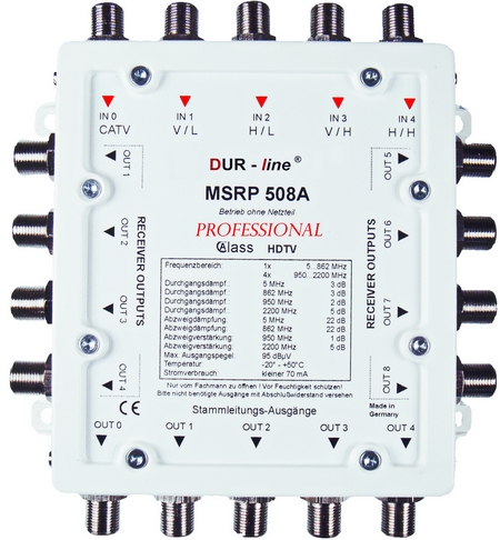 Multischalter f�r 8 Teilnehmer MSRP 508A Professional Kaskade ohne Netzteil.